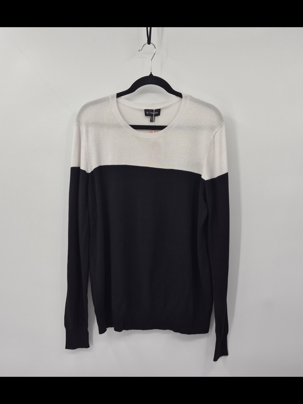 W. By Wantable Color Block Crewneck Sweater Black Ivory Size XL
